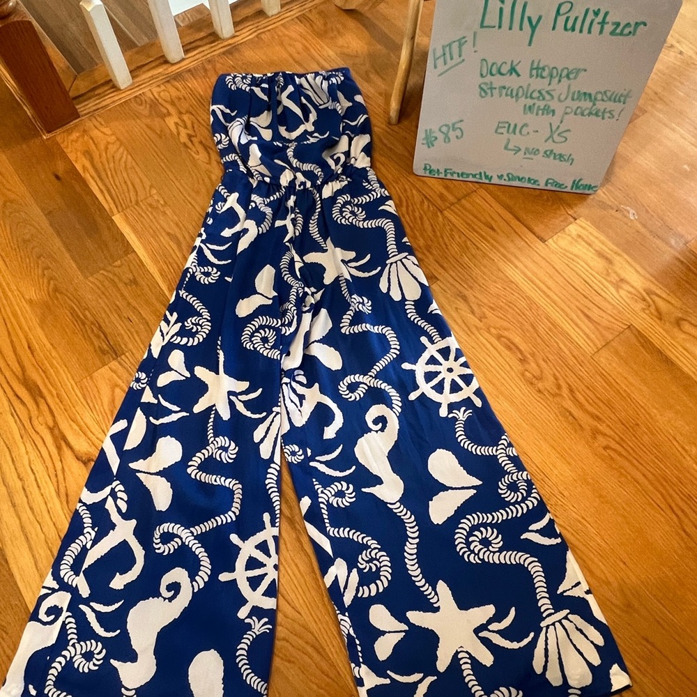 Lilly Pulitzer Nautical Blue and White Jumpsuit